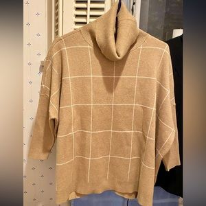 NWT LOFT WINDOW PANE PONCHO SWEATER, SZ LARGE